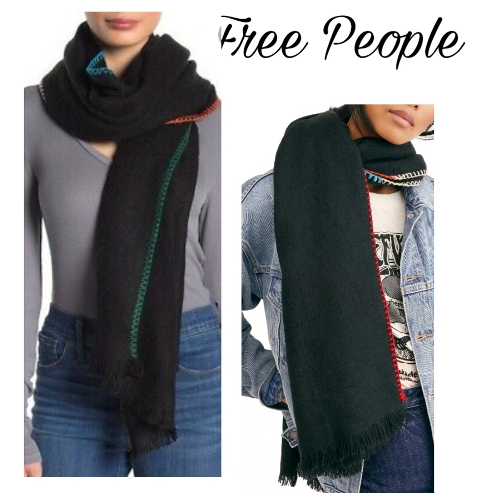 Free People Common Thread Blanket Stitch Scarf. Nwts